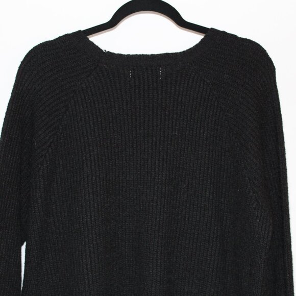 Old Navy black textured knit crew neck long-sleeve ribbed cuff and hem sweater L - Picture 6 of 7